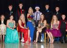 Front row, L-R: Lilly Ann Smith (1st grade), Keanna Arndt (Junior Attendant), Brooke Anderson (Senior Candidate), Kaylee Amundson (Sophomore Attendant), Freddie Sorenson (1st grade). Back row, L-R: Dylan Manderud (Junior Attendant), Dylan Walker (Senior Candidate), Queen Ashlyn Henrickson (Senior), King Blaine Kriel (Senior) Tyler Stinar (Senior Candidate), Justin Anderson (Sophomore Attendant).