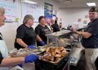       Cheryl, Vickie, Avis, Ginelle, Michelle are the cafeteria crew that made and served the amazing dinner of meatballs, mashed potatoes, gravy, green beans and a whole lot more!  Also pictured here is Jeremy Swensen, Commander-Irvin Blix Post 16- Bagley.  