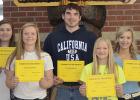 April High School Students of the Mont. Pictured in back: Emily Bergman, Judah Bennett, MaKayl Burman. Pictured in front:  Danae Stenzel, Kaylee Faldet. Not Pictured: Madelynne Faldet
