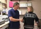 Gonvick Postmaster Vicki Boekelheide welcomes Marvin McCollum to his new position at the Gonvick Post Office.
